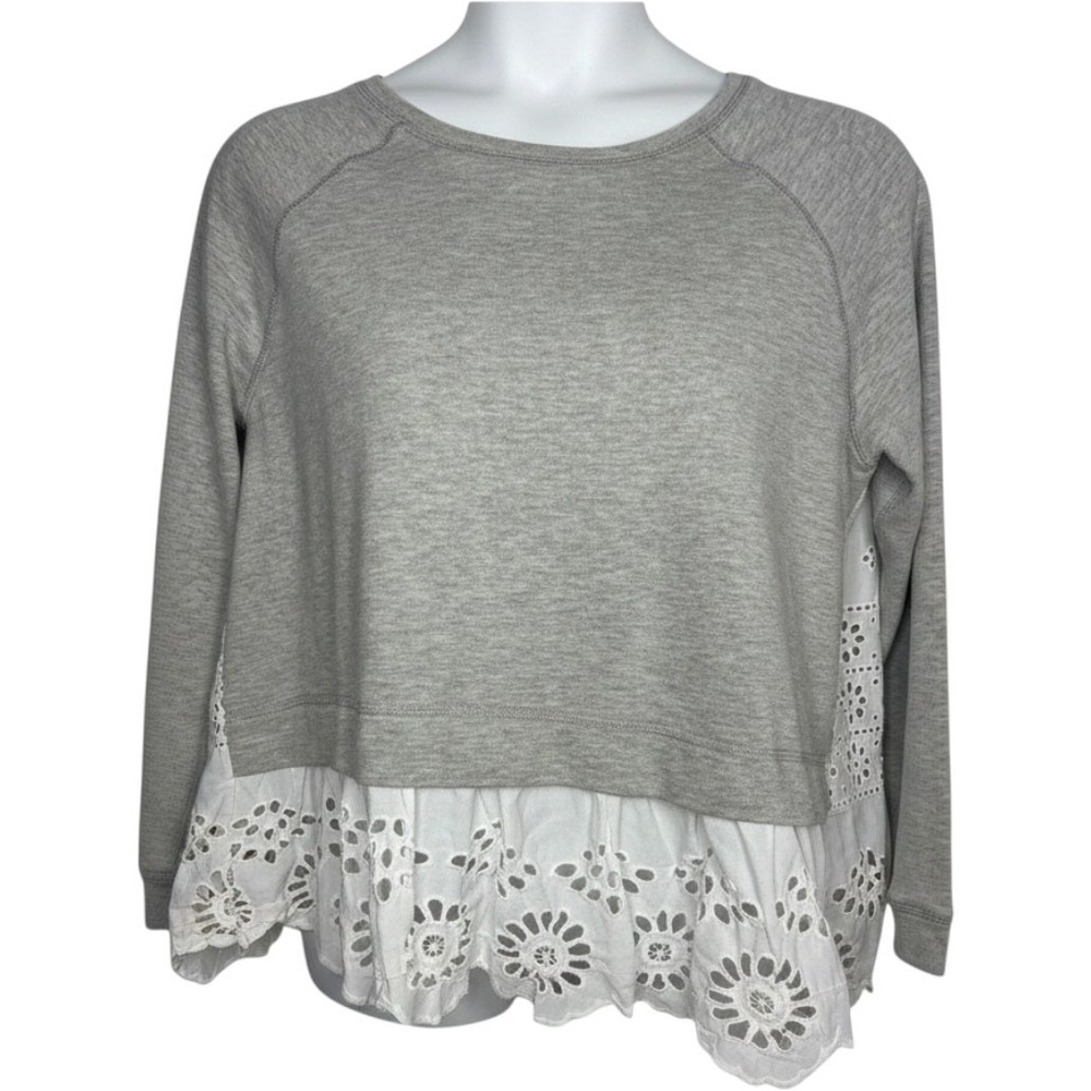 Cupio Women's Pullover Knit Sweater Size XL Long Sleeve Eyelet Front & Back